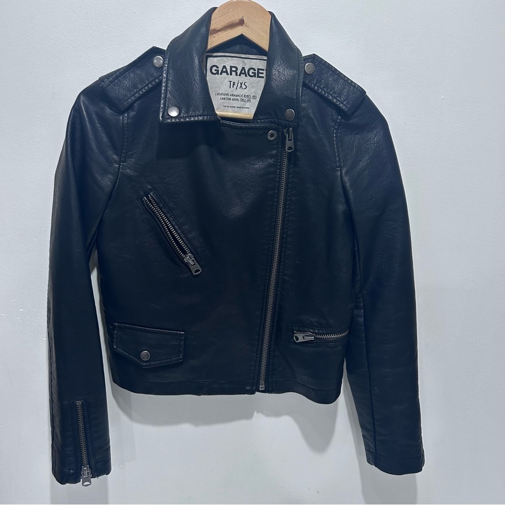 Garage‎ Women’s  Black Faux Leather Jacket Motorcycle Jacket Size XS/TP